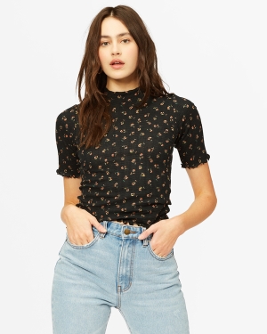 Dámské Topy Billabong Little Things Mock Neck Černé | 7438521-EB