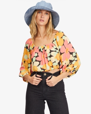 Dámské Topy Billabong Sun City 2 Puff Sleeve Crop Viacfarebný | 1369408-YB