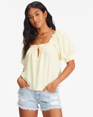 Dámské Topy Billabong Sunny Skies Puff-Sleeve Světle Blankyt | 8631725-TR