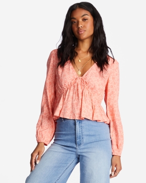 Dámské Topy Billabong Time Goes By Long Sleeve Crop Koralove | 9534276-JA