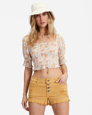 Dámské Šortky Billabong Buttoned Up Denim Zlaté | 8671049-XP