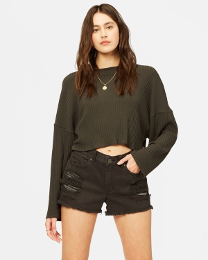 Dámské Šortky Billabong Drift Away Frayed Černé | 3768502-EH