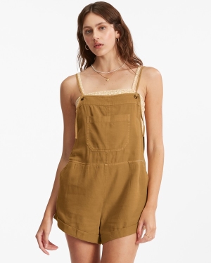 Dámské Šortky Billabong Wild Pursuit Romper Zlaté | 1639274-ID