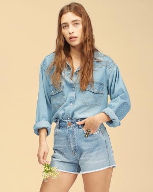 Dámské Šortky Billabong Wrangler Showdown Denim Krátké Blankyt | 2581097-VW