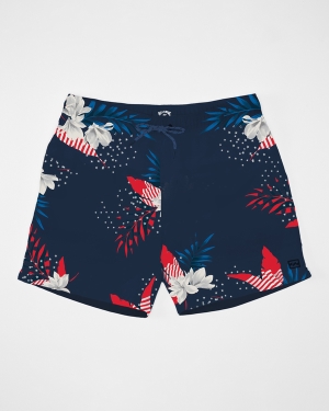 Pánské Boardshortky Billabong Stars Stripes Layback 16 Červené Bílé Blankyt | 7926850-KG