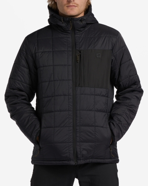 Pánské Bundy Billabong A/Div Journey S Kapucí Zip-Up Puffer Černé | 6059437-ZY